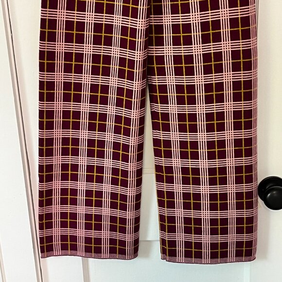 Daydreamer pull on plaid knit cropped pants size small burgundy fall academia - Picture 6 of 10